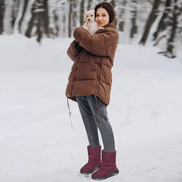 imageAlicegana Womens Winter Snow Boots Waterproof Warm Fur Lined Shoes Mid Calf Slip on Comfortable Booties Non Slip Boot for WomenWinered