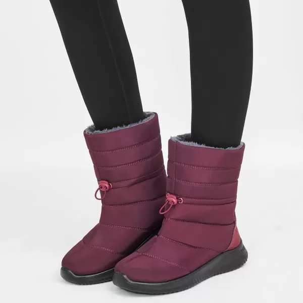imageAlicegana Womens Winter Snow Boots Waterproof Warm Fur Lined Shoes Mid Calf Slip on Comfortable Booties Non Slip Boot for WomenWinered