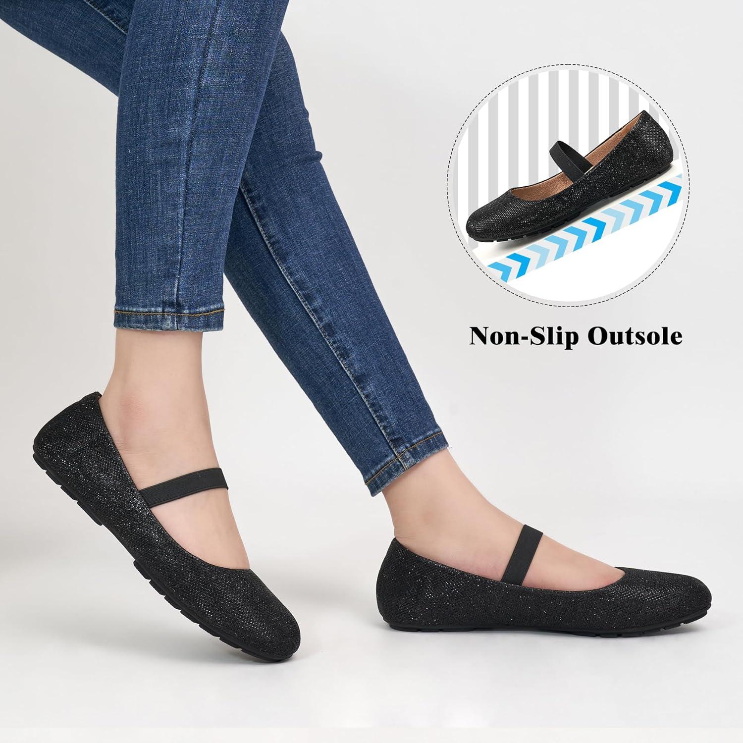 imageAlicegana Flats for Women Ballet Shoes Comfortable Dressy Slip On Flats Casual Walking Wedding Penny LoafersBlack