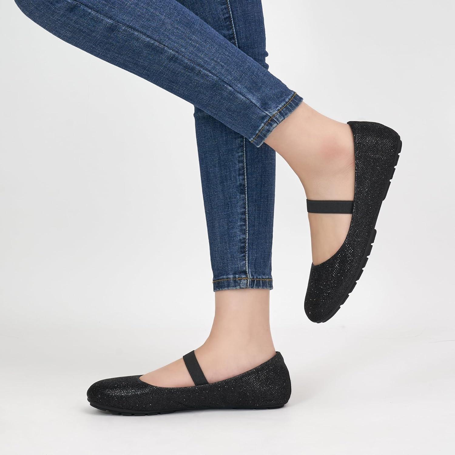 imageAlicegana Flats for Women Ballet Shoes Comfortable Dressy Slip On Flats Casual Walking Wedding Penny LoafersBlack