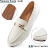 imageAlicegana Penny Loafers for Women Comfortable  Dress Casual Slip On Flat Shoes for Walking Business Work Driving OfficeWhite