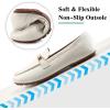 imageAlicegana Penny Loafers for Women Comfortable  Dress Casual Slip On Flat Shoes for Walking Business Work Driving OfficeWhite