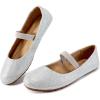 imageAlicegana Flats for Women Ballet Shoes Comfortable Dressy Slip On Flats Casual Walking Wedding Penny LoafersSilver