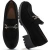 imageAlicegana Platform Loafers for Women Fashion Comfortable Suede Chunky Penny Loafer Casual Slip on Dress Business Work ShoesBlack
