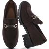 imageAlicegana Platform Loafers for Women Fashion Comfortable Suede Chunky Penny Loafer Casual Slip on Dress Business Work ShoesCoffee