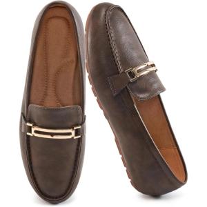 imageAlicegana Penny Loafers for Women Comfortable  Dress Casual Slip On Flat Shoes for Walking Business Work Driving OfficeDarkbrown