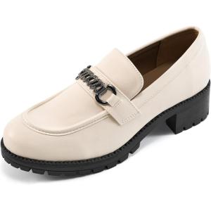 imageAlicegana Platform Loafers for Women Chunky Comfortable Penny Loafer Fashion Casual Slip On Walking ShoesBeige
