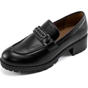 imageAlicegana Platform Loafers for Women Chunky Comfortable Penny Loafer Fashion Casual Slip On Walking ShoesBlack