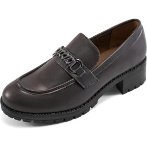 imageAlicegana Platform Loafers for Women Chunky Comfortable Penny Loafer Fashion Casual Slip On Walking ShoesCoffee