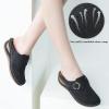 imageAlicegana Mules for Women Comfort Closed Toe Sandals Summer Slip on Wedge with Adjustable Hook LoopBlack 702