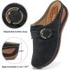 imageAlicegana Mules for Women Comfort Closed Toe Sandals Summer Slip on Wedge with Adjustable Hook LoopBlack 702