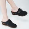 imageAlicegana Mules for Women Comfort Closed Toe Sandals Summer Slip on Wedge with Adjustable Hook LoopBlack 702