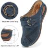 imageAlicegana Mules for Women Comfort Closed Toe Sandals Summer Slip on Wedge with Adjustable Hook LoopDarkblue 702