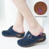 imageAlicegana Mules for Women Comfort Closed Toe Sandals Summer Slip on Wedge with Adjustable Hook LoopDarkblue 702