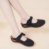 imageAlicegana Mules for Women Dressy Summer Closed Toe Sandals Casual Slip On Wedge with Adjustable Hook LoopBlack 701