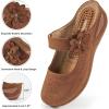 imageAlicegana Mules for Women Dressy Summer Closed Toe Sandals Casual Slip On Wedge with Adjustable Hook LoopBrown 701