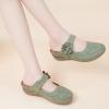 imageAlicegana Mules for Women Dressy Summer Closed Toe Sandals Casual Slip On Wedge with Adjustable Hook LoopGreen 701
