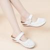 imageAlicegana Mules for Women Dressy Summer Closed Toe Sandals Casual Slip On Wedge with Adjustable Hook LoopWhite 701
