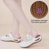 imageAlicegana Mules for Women Dressy Summer Closed Toe Sandals Casual Slip On Wedge with Adjustable Hook LoopWhite 701
