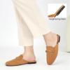 imageAlicegana Mules for Women Flats Shoes Comfortable Closed Toe Slip on Mules 2025 Dressy Business Buckle LoafersBrown