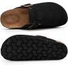 imageAlicegana Womens Suede Clogs Slip on Mules Cork Footbed Potato Shoes Comfort Closed Toe Sandals with Arch SupportBlack