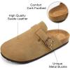 imageAlicegana Womens Suede Clogs Slip on Mules Cork Footbed Potato Shoes Comfort Closed Toe Sandals with Arch SupportBrown