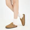 imageAlicegana Womens Suede Clogs Slip on Mules Cork Footbed Potato Shoes Comfort Closed Toe Sandals with Arch SupportBrown