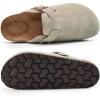 imageAlicegana Womens Suede Clogs Slip on Mules Cork Footbed Potato Shoes Comfort Closed Toe Sandals with Arch SupportGrey