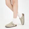 imageAlicegana Womens Suede Clogs Slip on Mules Cork Footbed Potato Shoes Comfort Closed Toe Sandals with Arch SupportGrey