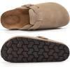 imageAlicegana Womens Suede Clogs Slip on Mules Cork Footbed Potato Shoes Comfort Closed Toe Sandals with Arch SupportTaupe
