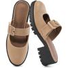 imageAlicegana Mules for Women Dressy Clogs Comfort Platform Chunky Backless Mules Slip On Work Casual Loafers Slides ShoesLightcoffee