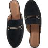 imageAlicegana Mules for Women Flats Shoes Comfortable Closed Toe Slip on Mules 2025 Dressy Business Buckle LoafersBlack