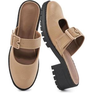 imageAlicegana Mules for Women Dressy Clogs Comfort Platform Chunky Backless Mules Slip On Work Casual Loafers Slides ShoesLightcoffee