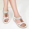 imageAlicegana Sandals for Women 2025 Dressy  Comfort Bohemian Summer Flats Ankle Elastic Strap Casual Walking Beach ShoesWhite