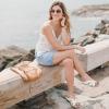 imageAlicegana Womens Sandals Wedge Shoes Dressy Summer Low Platform Slides Comfortable Walking Beach Sandals for Women 2025White