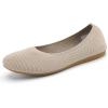 imageWomens Ballet Flat Dressy Casual Knit Shoes Round Toe Women Mesh FlatsL19khaki
