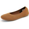 imageWomens Ballet Flat Dressy Casual Knit Shoes Round Toe Women Mesh FlatsL19light Brown