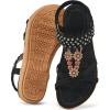 imageAlicegana Sandals for Women 2025 Dressy  Comfort Bohemian Summer Flats Ankle Elastic Strap Casual Walking Beach ShoesBlack