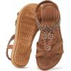 imageAlicegana Sandals for Women 2025 Dressy  Comfort Bohemian Summer Flats Ankle Elastic Strap Casual Walking Beach ShoesLightbrown