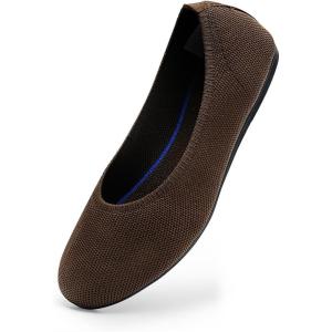 imageWomens Ballet Flat Dressy Casual Knit Shoes Round Toe Women Mesh FlatsDark Brown