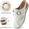 imageAlicegana Mules for Women Comfort Closed Toe Sandals Summer Slip on Wedge with Adjustable Hook LoopWhite 702