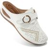 imageAlicegana Mules for Women Comfort Closed Toe Sandals Summer Slip on Wedge with Adjustable Hook LoopWhite 702
