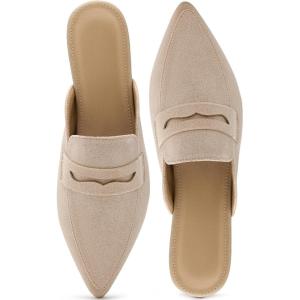 imageAlicegana Mules for Women Slingback Flats Pointed Toe Business Casual Shoes Comfortable Suede Dressy Work Backless LoafersApricot