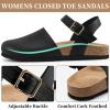 imageAlicegana Closed Toe Sandals for Women  Arch Support Dressy Flat Sandals Comfortable Summer Shoes 2025Black