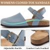 imageAlicegana Closed Toe Sandals for Women  Arch Support Dressy Flat Sandals Comfortable Summer Shoes 2025Blue