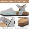 imageAlicegana Closed Toe Sandals for Women  Arch Support Dressy Flat Sandals Comfortable Summer Shoes 2025Grey