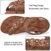 imageAlicegana Womens Sandals Dressy Flats Bohemian Summer Comfortable Split Toe Shoes Walking Beach GladiatorLightbrown