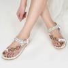 imageAlicegana Womens Sandals Dressy Flats Bohemian Summer Comfortable Split Toe Shoes Walking Beach GladiatorWhite