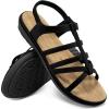 imageAlicegana Womens Sandals Dressy Summer Comfortable Gladiator Flat Sandals for Women 2025 Non Slip Casual Walking Beach ShoesBlack
