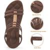 imageAlicegana Womens Sandals Summer Dressy Gladiator Comfortable Walking Shoes Non Slip Casual Beach FlatsCoffee